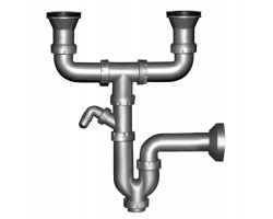 Сифон для мойки двойной 70 мм, с отводом для стиральной машины NOVA plastik 1164