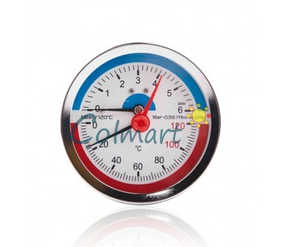 Термоманометр FADO фронтальный Д63 1/2" 6 бар