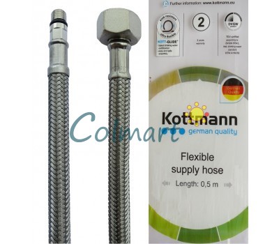 Шланг в нержавеющей оплетке к смесителю Kottmann M10*1/2" 100 см (короткий штуцер)